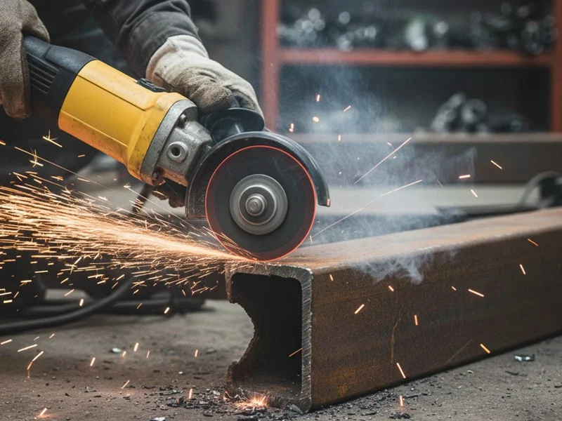 Amoladora cortando metal