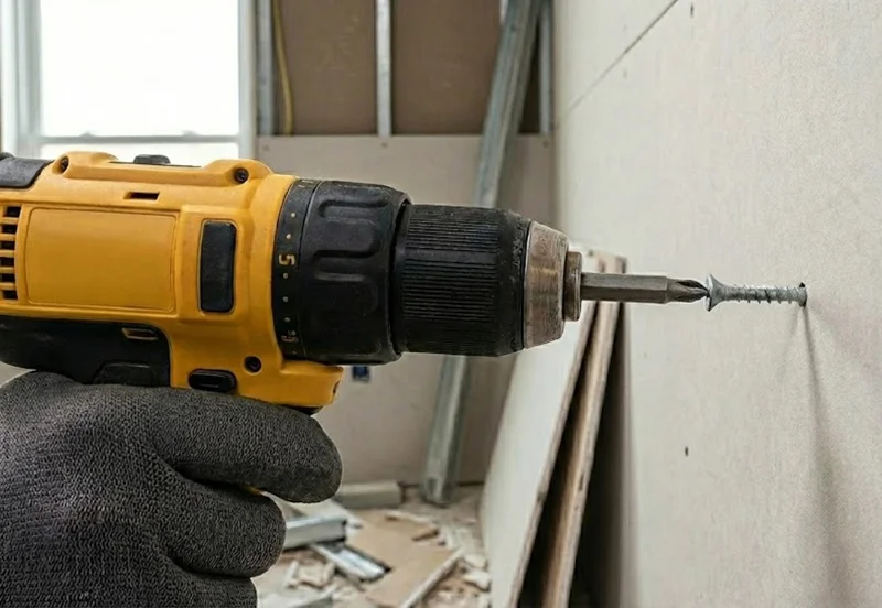 Destornillador eléctrico poniendo pladur